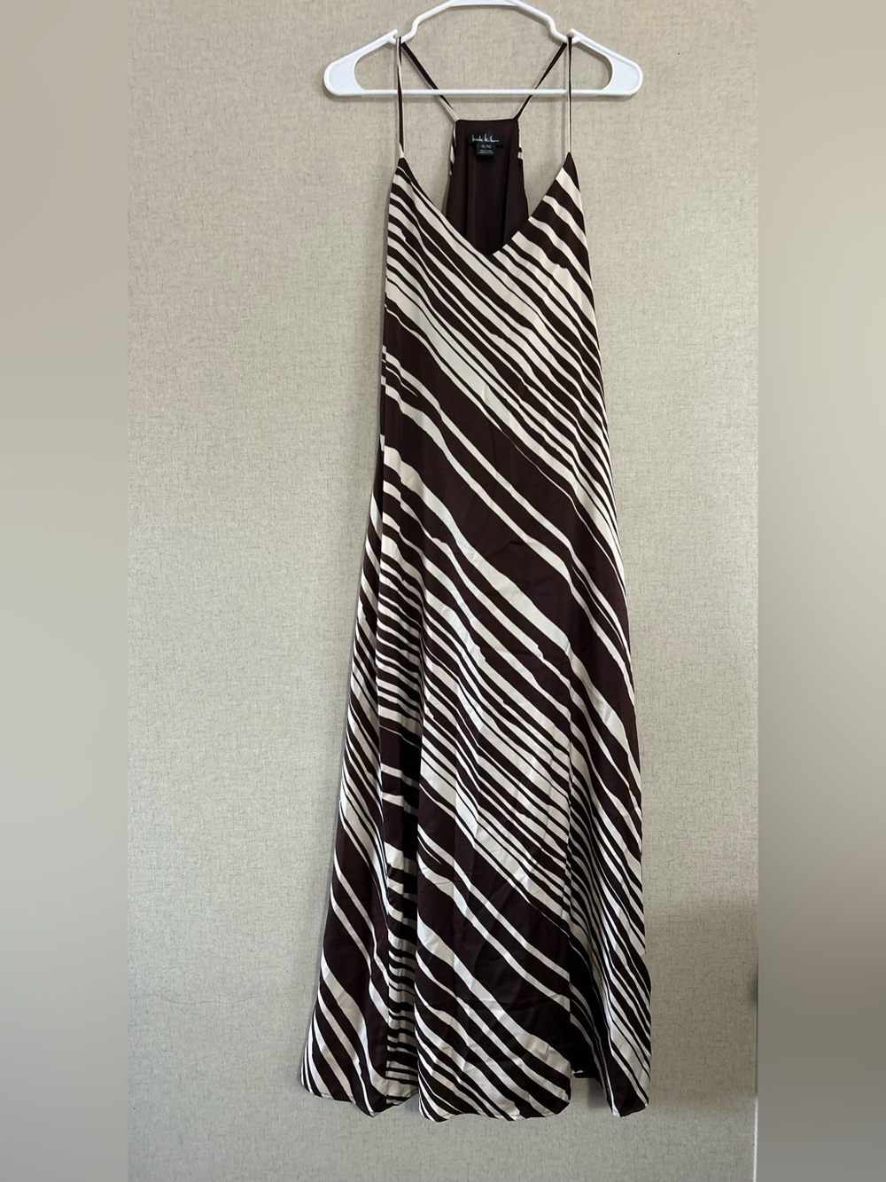Brown and Cream Striped A-Line Maxi Skirt